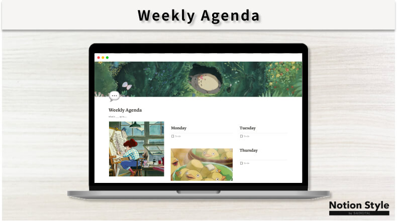 Notionテンプレート「Weekly Agenda」のキャプチャ