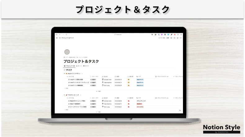Notionテンプレート「プロジェクト&タスク」のキャプチャ