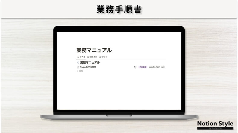 Notionテンプレート「業務手順書」のキャプチャ